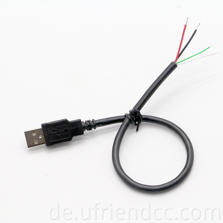Bis 4 Drähte offene Kabeldaten aufladen USB 2.0 A Typ Männlich OEM 10 cm 20 cm 50 cm 1 m aus Dienste Stripped Draht Open PVC 24/26/82AWG CE RHOS